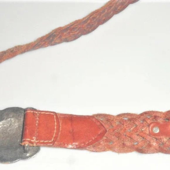 ST5 Leather BELT Big BUCKLE Weaved Leather 40" Braided Leather Handmade - Picture 4 of 9